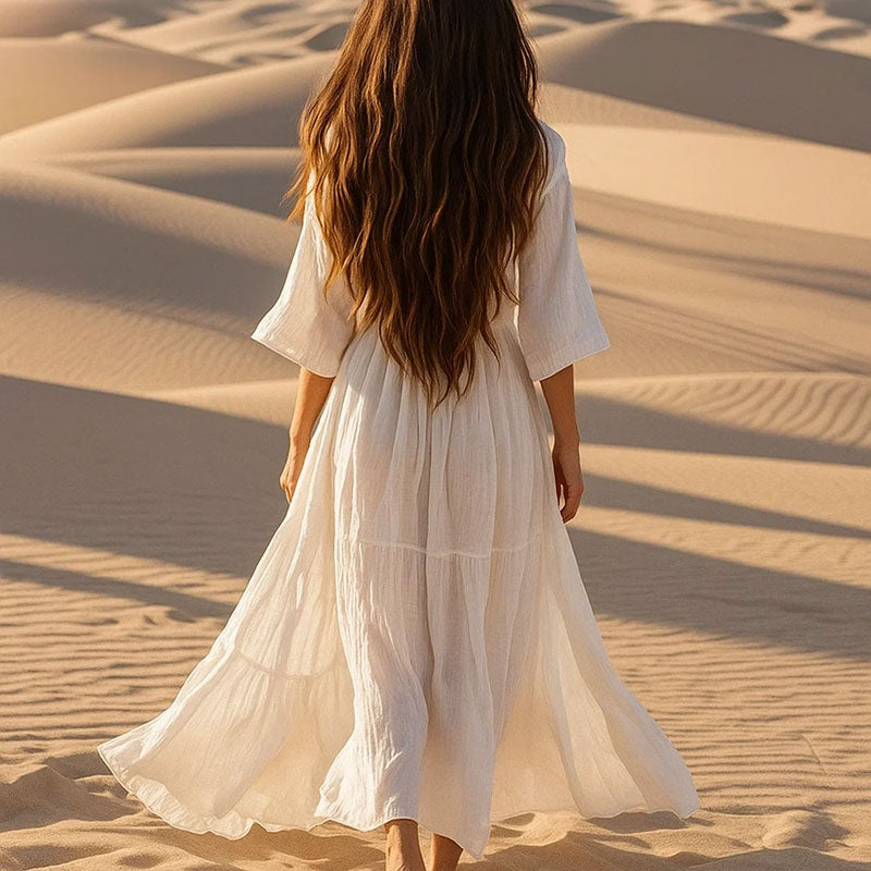 ✨Tijdelijke aanbieding 45% KORTING🎁Jurk Met Holle V-hals