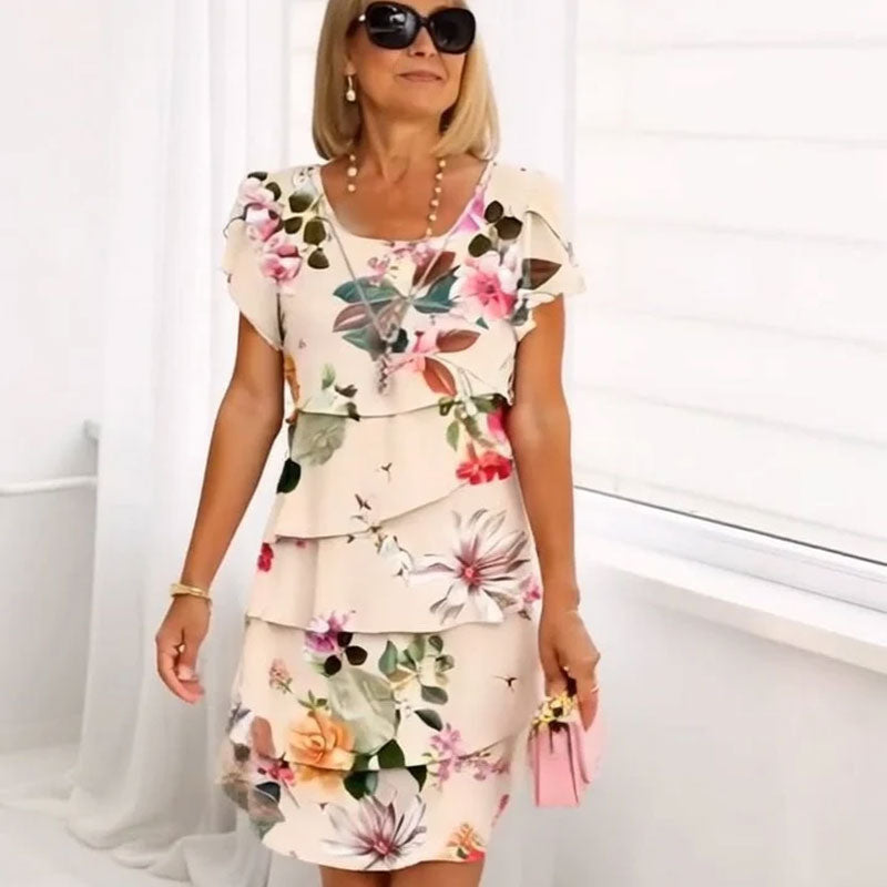 🌸Lente specials🌸 Cascade jurk met meerdere planten en bloemenprint