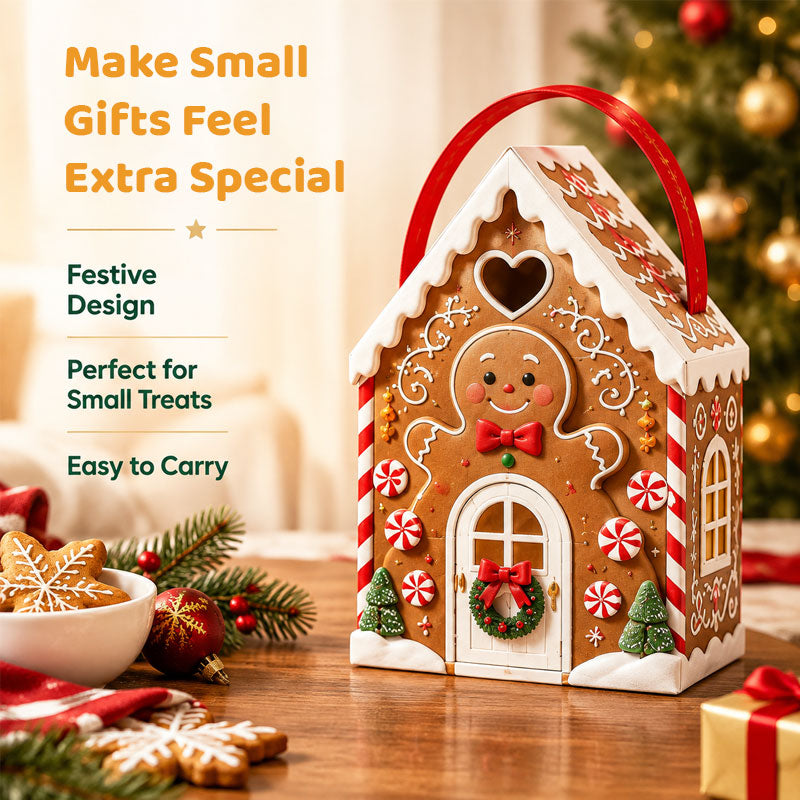 Kersthuisje-cadeaudoos – 3D-cadeaudoos met feestelijke snoepjes en koekjes
