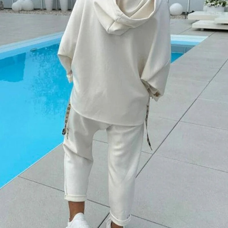 🔥Hot sale 49% KORTING🎁Effen kleur hoodie met capuchon, tweedelige set