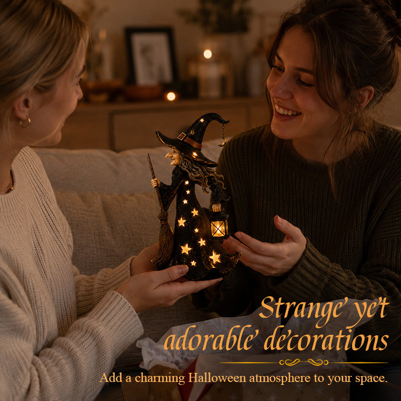 Starlight-heksen-nachtlampje | Halloween-heksenornament met warme LED-lampjes