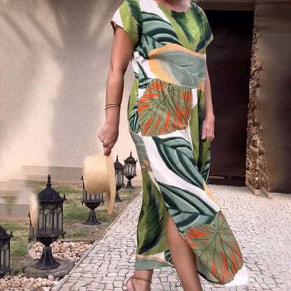 🌴 Bohemian Chic Jurk met V-hals en Split – Voor Zomer & Strand