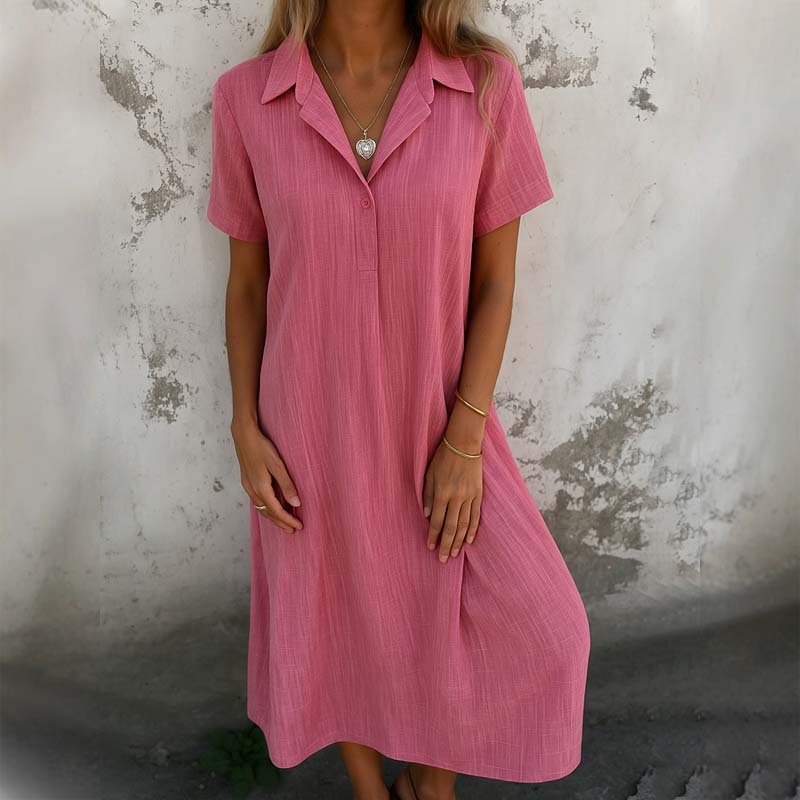 🥰Nieuwe producten Hot Sale 39% KORTING🎁 V-Hals Katoen-Linnen Shirtjurk