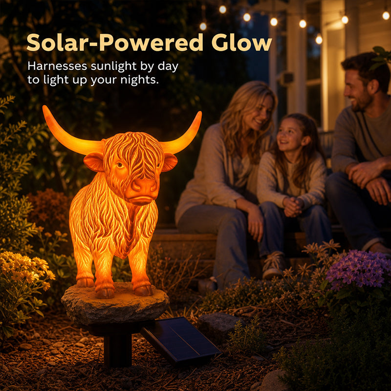 💡🐮 Zonne-energie-lamp in de vorm van een hooglandkoe