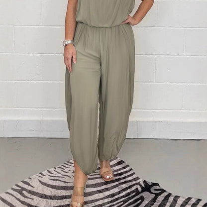 🌟Tijdelijke aanbieding 45% KORTING🎁Effen Jumpsuit Met Tailleband En Jarretels