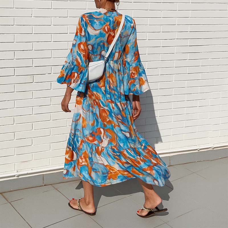 🌟Tijdelijke aanbieding 49% KORTING🎁V-hals Jurk mMet Hoge Taille