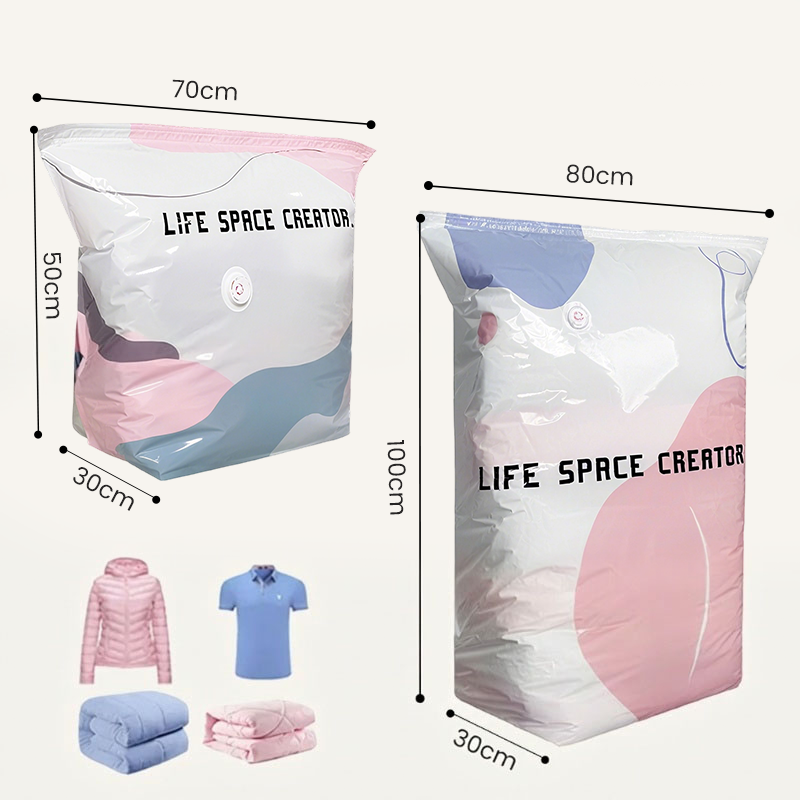 🧳💨 Vacuümzakken voor opslag, geen pomp nodig – gewoon indrukken om te sluiten, geen pomp vereist. Bespaart 80% ruimte. 🛏️🗄️