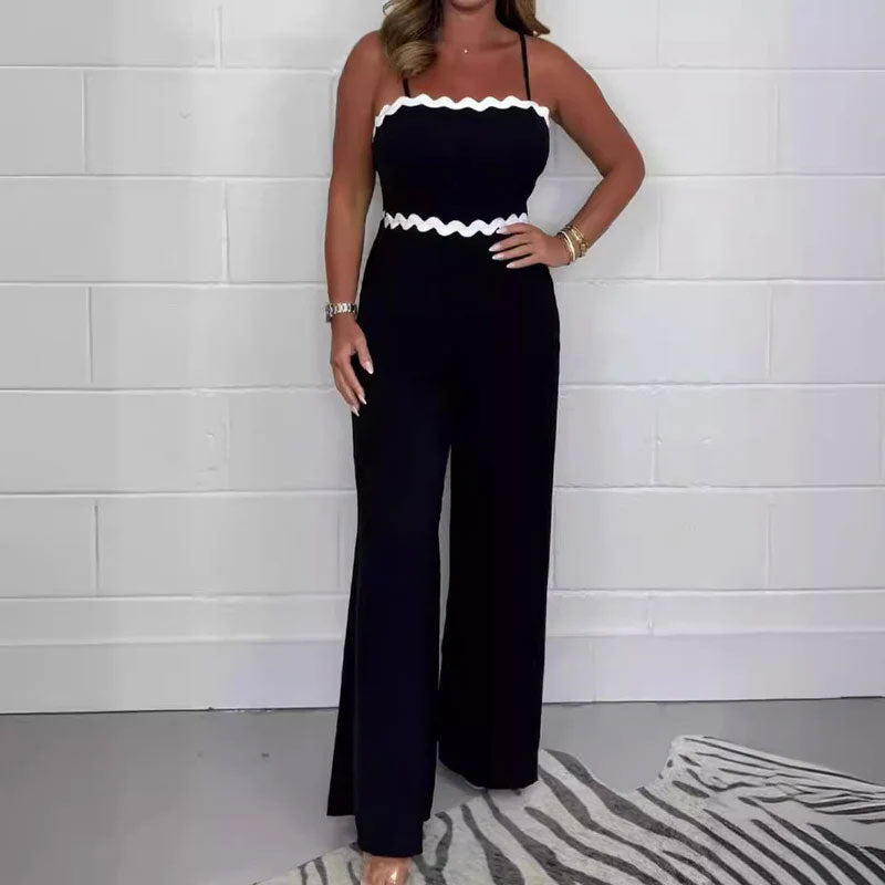 🔥Tijdelijke aanbieding 49% KORTING🎁🌸 Geribbelde jumpsuit met jarretelles en borstomslag