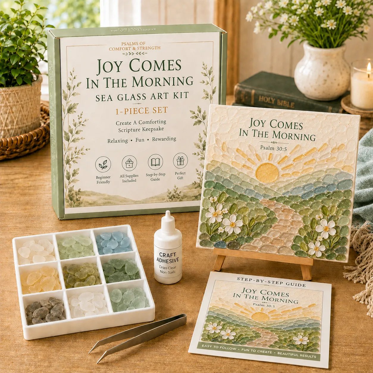 ✝️ Psalmen van troost en kracht – Sea Glass-kunstset