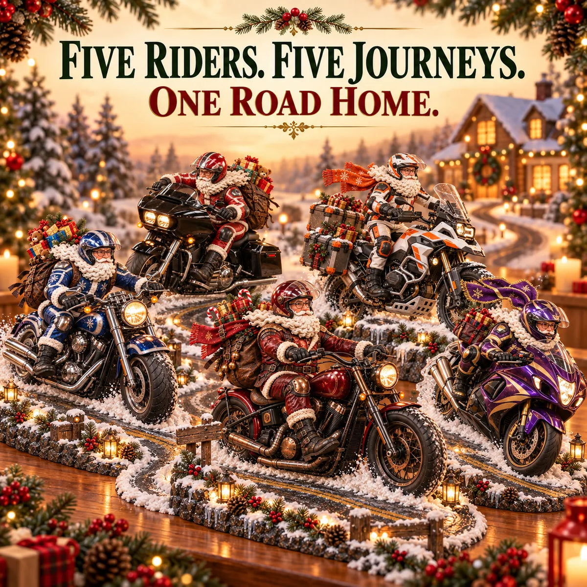 🏍️🎅 De terugreis van de kerstman – Kerstcollectie met motortour-souvenirs💨