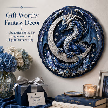 🐉 Moon Guardian Dragon 3D houten doe-het-zelf wanddecoratie