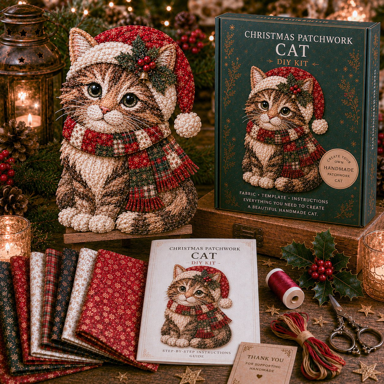 🔥LAATSTE DAG 49% KORTING - 🎅DIY-decoratieset met kerstpatchworkstof – Prachtige resultaten, geen ervaring nodig