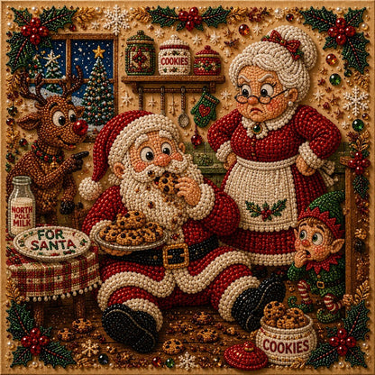 🎄 LAATSTE DAG 49% KORTING – Premium 3D Pearl Absurd Christmas Moments-kunstset | Luxe canvas met flocklaag en krasbestendige, kleurvaste parelkraaltjes – DIY grappige kerstversiering 🎅😂✨
