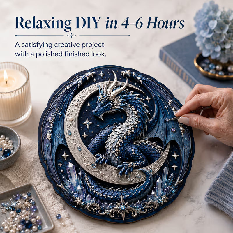 🐉 Moon Guardian Dragon 3D houten doe-het-zelf wanddecoratie