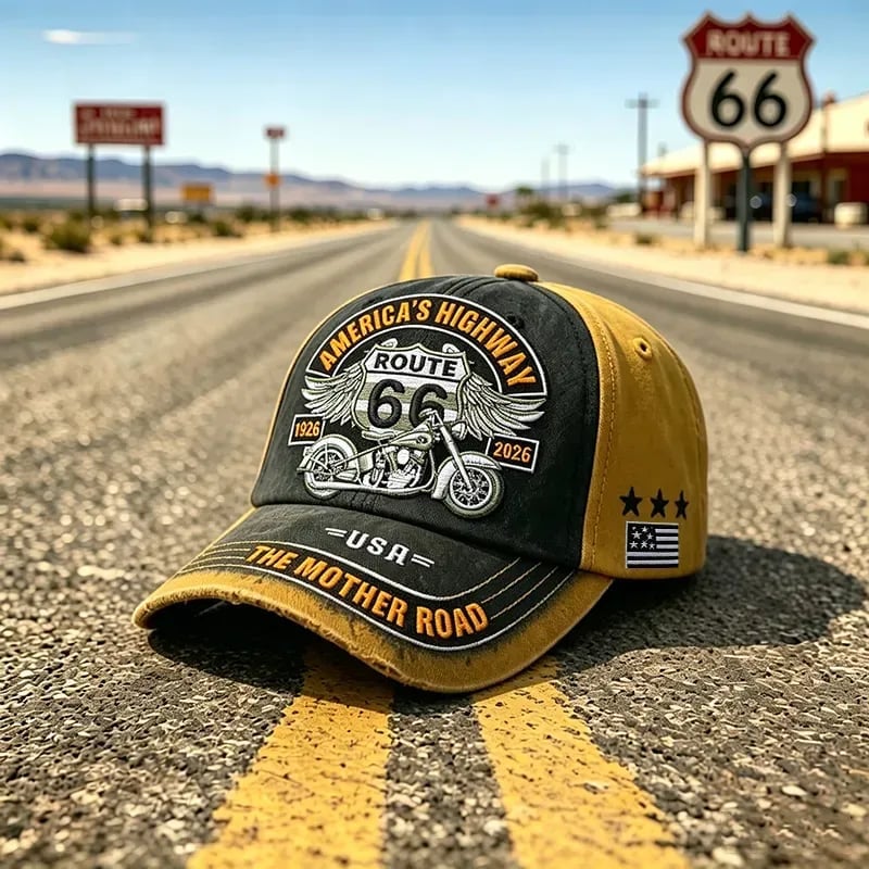 🏍️Casual baseballpet met retro-print ter ere van het 100-jarig jubileum van US Route 6