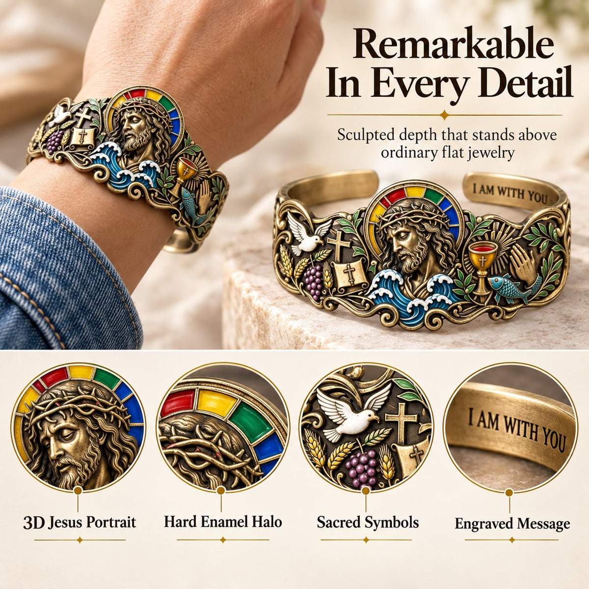 🔥 Laatste dag: 49% KORTING - ✝️ Door het geloof geïnspireerde Jezus-armband | Antiek messing met bijbeltekst