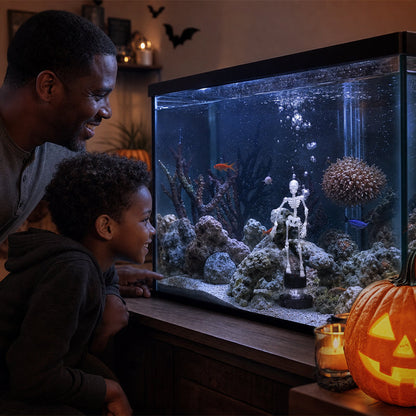 💀 Dynamisch Halloween-aquariumornament in de vorm van een skelet: een door lucht aangedreven aquariumversiering!🐠