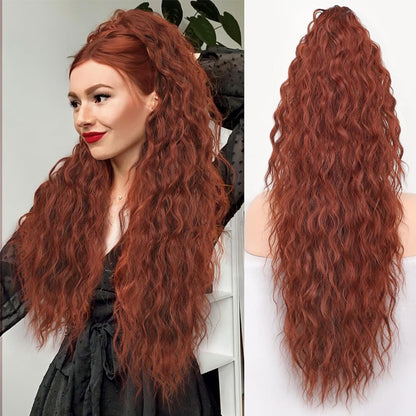 💜Water Ripple Lange Krullende Paardenstaart Clip Pruik💜