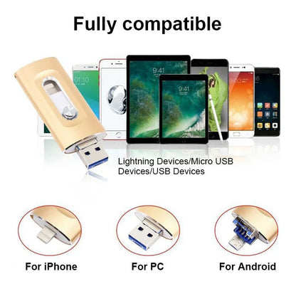 ⚡3-in-1 flashdrive, draagbare USB 3.0-geheugenopslag met hoge snelheid