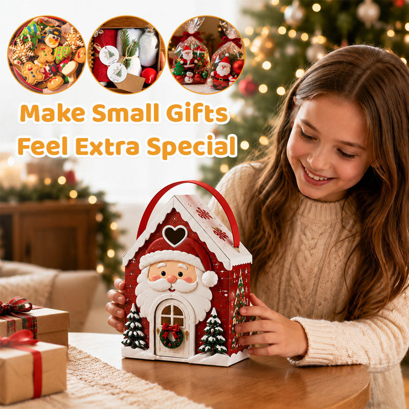 Kersthuisje-cadeaudoos – 3D-cadeaudoos met feestelijke snoepjes en koekjes