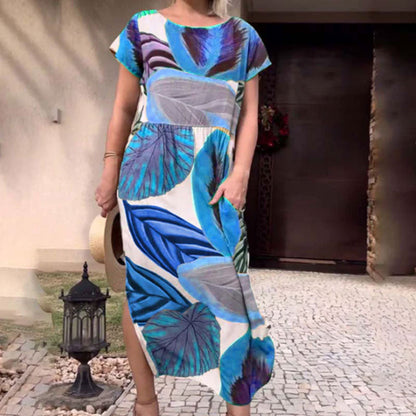 🌴 Bohemian Chic Jurk met V-hals en Split – Voor Zomer & Strand