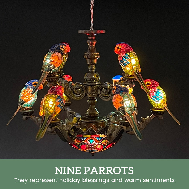 🦜 "Tropical Harmony" Papegaaienkroonluchter - Verlicht de magie van de tropen