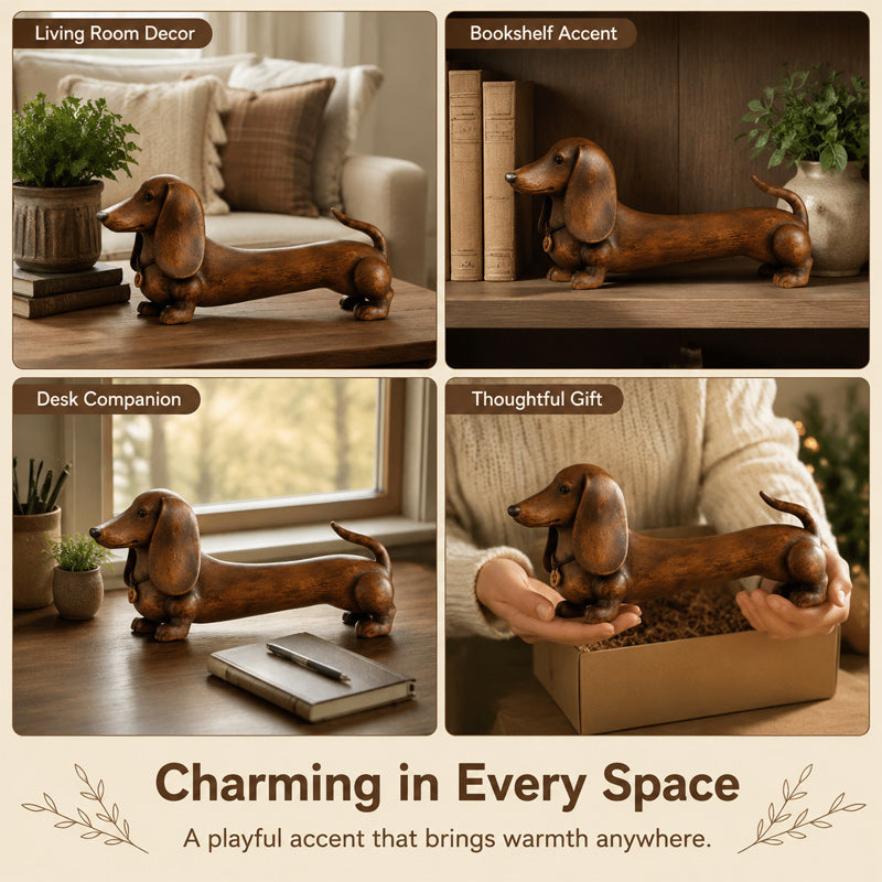 🐶Decoratief ornament in de vorm van een teckelsculptuur.
