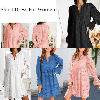 💞Tijdelijke aanbieding 49% KORTING🎁Kanten jurk met V-hals en lange mouwen en kwastjes