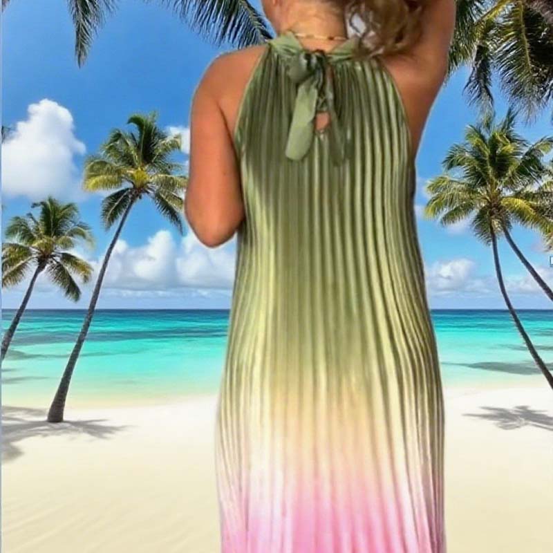 🔥Hot sale 34% KORTING🎁Mouwloze tweekleurige zachte geplooide casual jurk