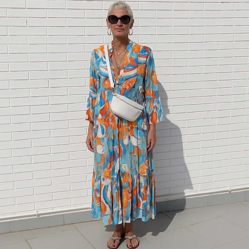 🌟Tijdelijke aanbieding 49% KORTING🎁V-hals Jurk mMet Hoge Taille