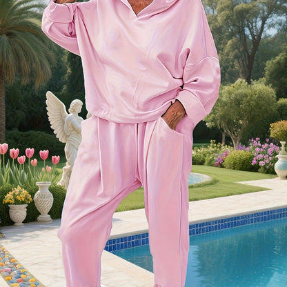 🔥Hot sale 49% KORTING🎁Effen kleur hoodie met capuchon, tweedelige set