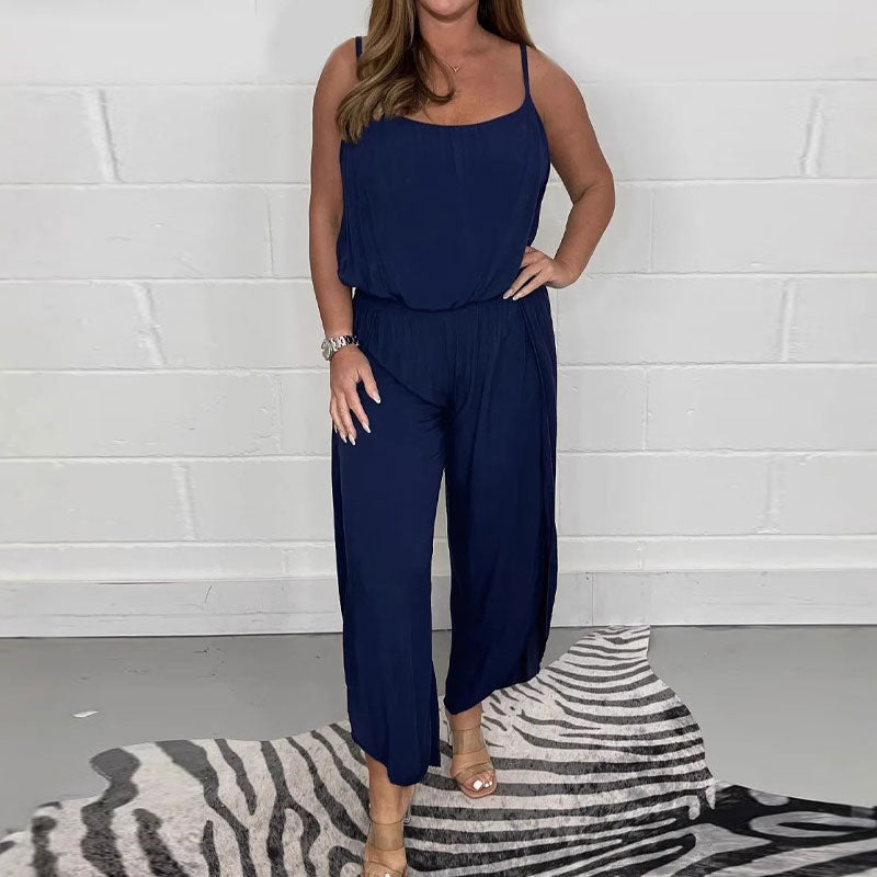 🌟Tijdelijke aanbieding 45% KORTING🎁Effen Jumpsuit Met Tailleband En Jarretels