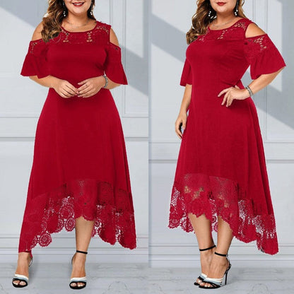 👗Kanten Ruche Jurk Met Korte Mouwen