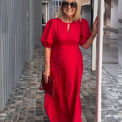 ✨Nieuwe productpromotie 45% korting🎁Effen Casual Jurk Met Pofmouwen