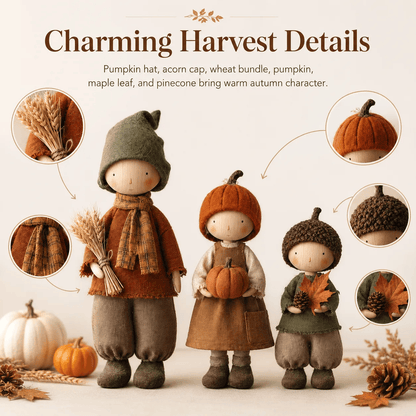 🍁 Set van 3 rustieke herfstfiguurtjes – Mooie oogstdecoratie voor een gezellige herfstsfeer 🍂