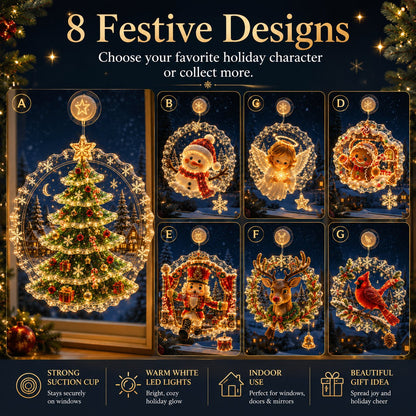⏳ Laatste dag: 49% KORTING – 🎄Verlichte kerstversiering voor het raam met zuignap | Warme LED-raamverlichting met dubbellaags ontwerp en diverse feestelijke stijlen ✨