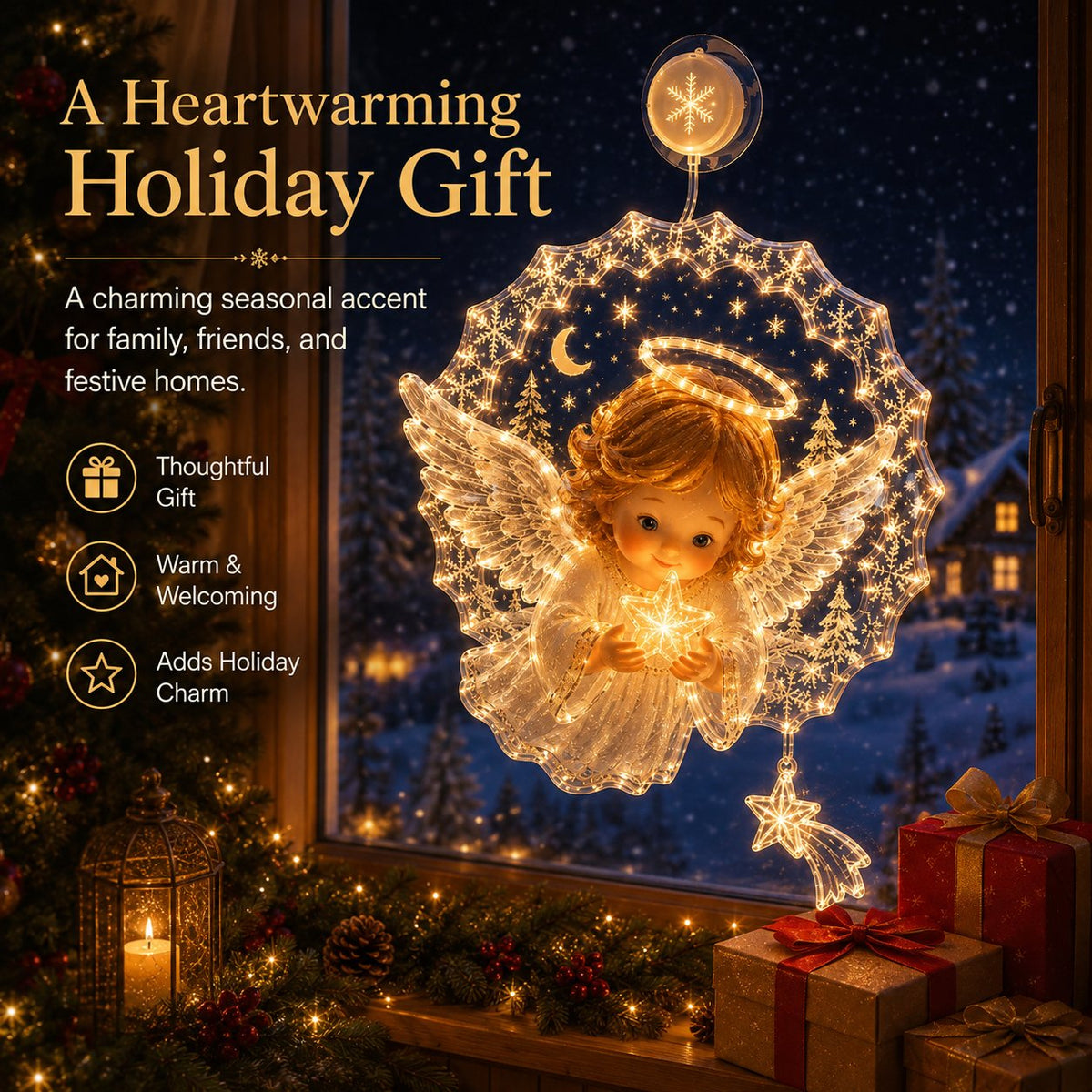 ⏳ Laatste dag: 49% KORTING – 🎄Verlichte kerstversiering voor het raam met zuignap | Warme LED-raamverlichting met dubbellaags ontwerp en diverse feestelijke stijlen ✨