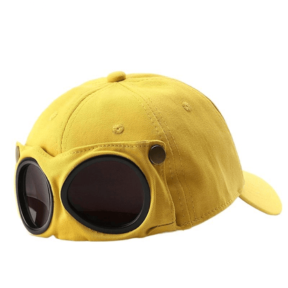 🤣 Baseballpet in pilotenstijl — Unieke vakjes voor zonnebrillen en vintage metalen details! 🧢✨
