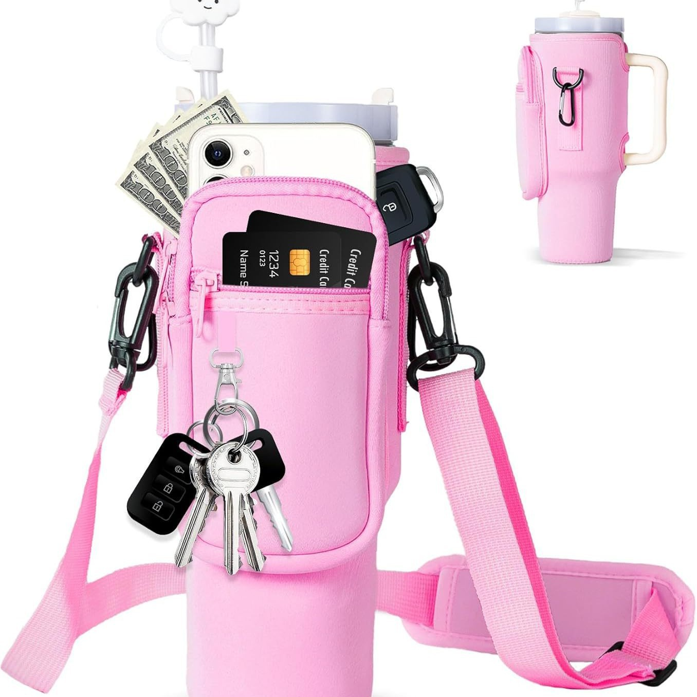 Verstelbare schoudertas met thermosbekerhouder voor 40 oz