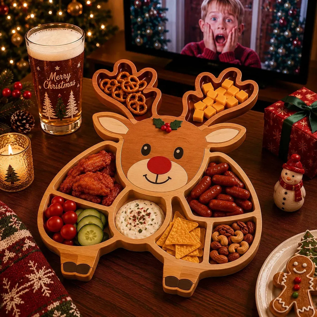 🎄Kerstsnackschaal met figuurtjes | 11 feestelijke ontwerpen met vakjes voor crackers, kaas, fruit, snoep en kerstlekkernijen 🍿