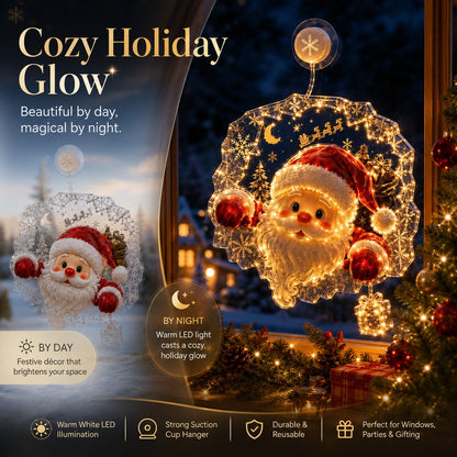 ⏳ Laatste dag: 49% KORTING – 🎄Verlichte kerstversiering voor het raam met zuignap | Warme LED-raamverlichting met dubbellaags ontwerp en diverse feestelijke stijlen ✨