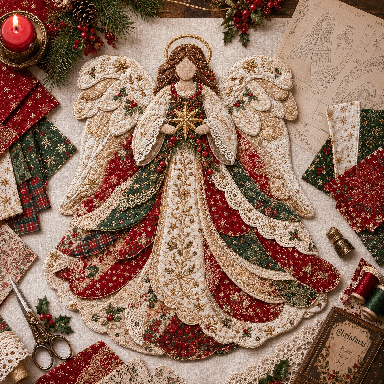 🔥LAATSTE DAG 49% KORTING - 🎅DIY-decoratieset met kerstpatchworkstof – Prachtige resultaten, geen ervaring nodig