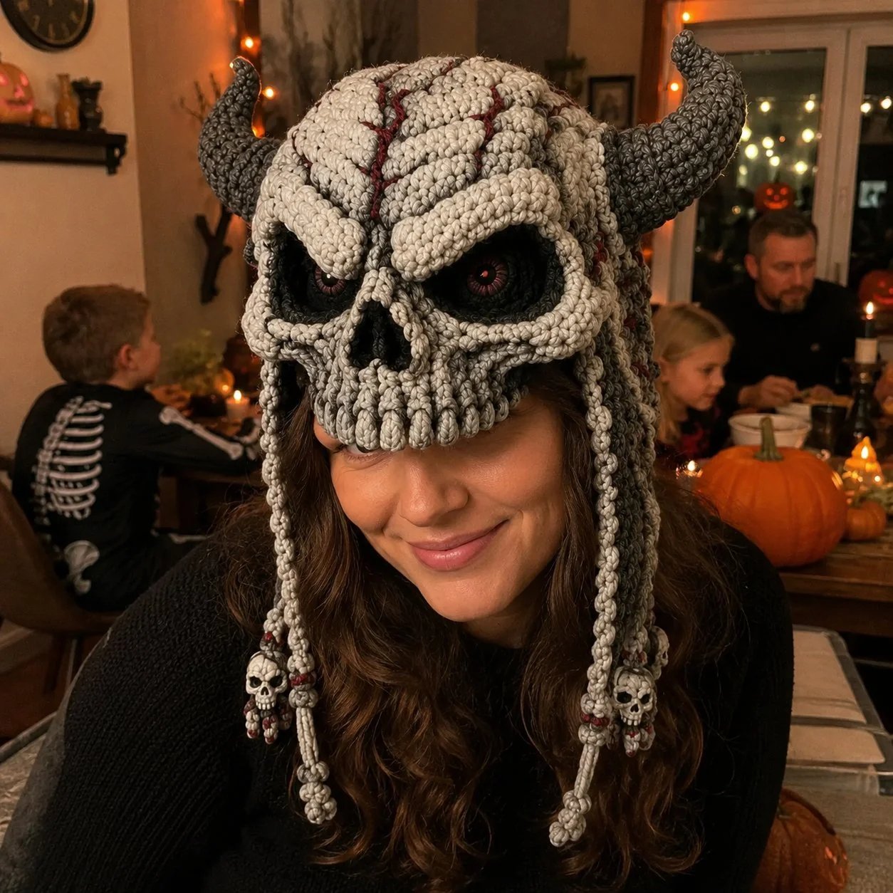 🎭🎃 DIY-haakpakket voor een Halloween-monsterkap | Hoogwaardig, zacht garen met stapsgewijze handleiding voor het zelf maken van een handgemaakte, draagbare karakterkap 🧶✨