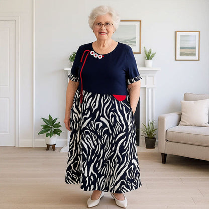 💞Maxi-Jurk Met Korte Mouwen En Knoopjesprint