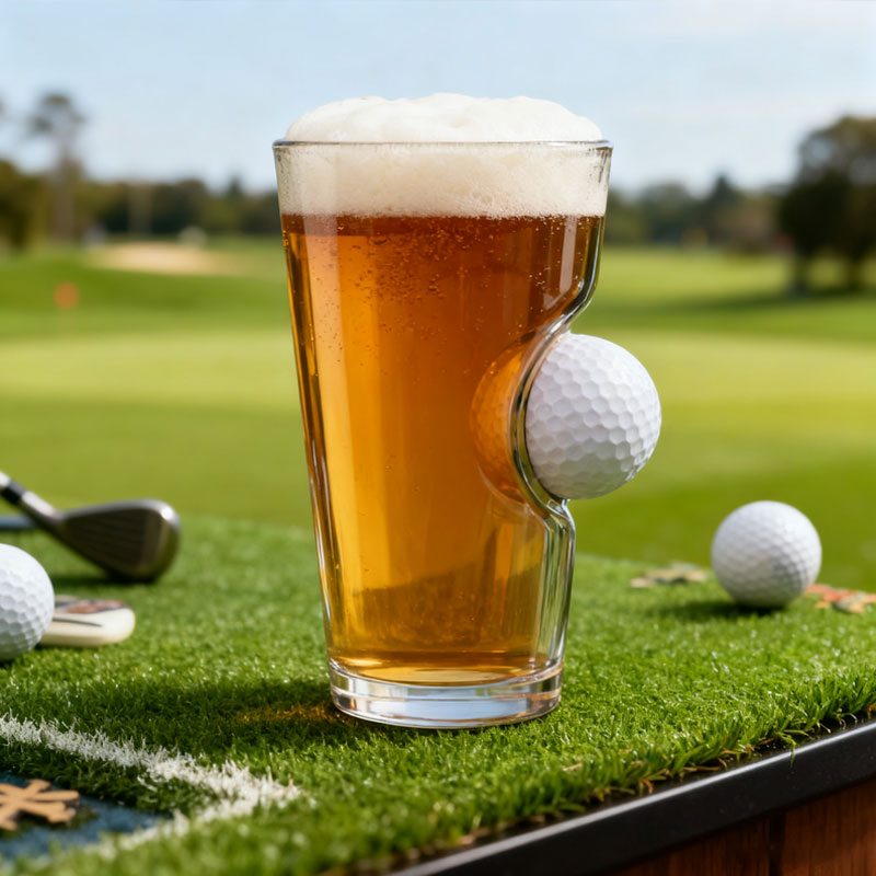 🍺⛳ Stuck-in-Glass Bierglas met Golfbal – Creatief & Uniek
