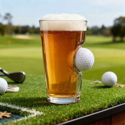 🍺⛳ Stuck-in-Glass Bierglas met Golfbal – Creatief & Uniek