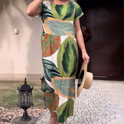 🌴 Bohemian Chic Jurk met V-hals en Split – Voor Zomer & Strand