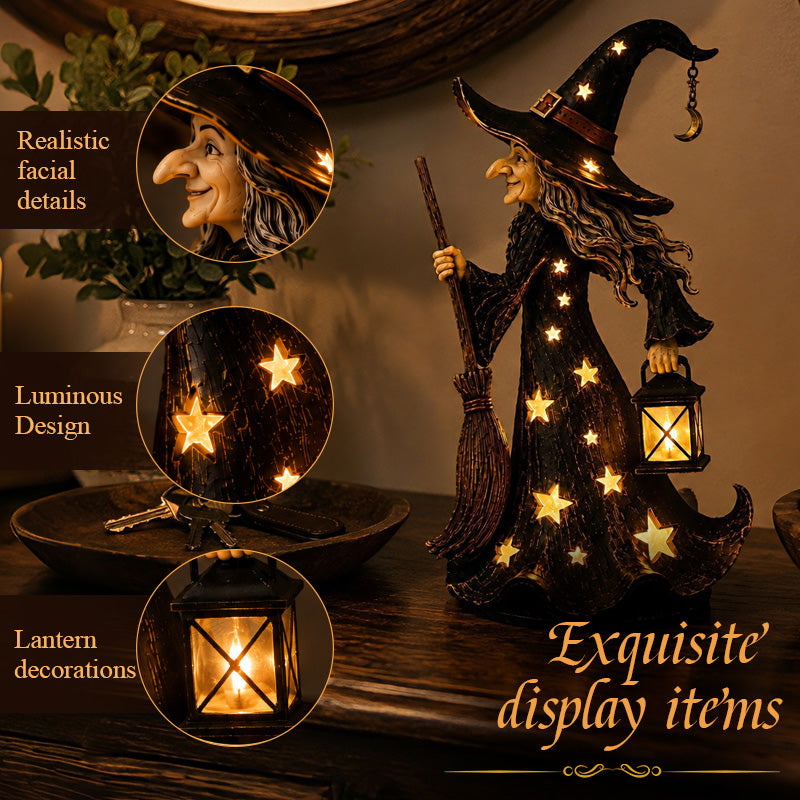 Starlight-heksen-nachtlampje | Halloween-heksenornament met warme LED-lampjes