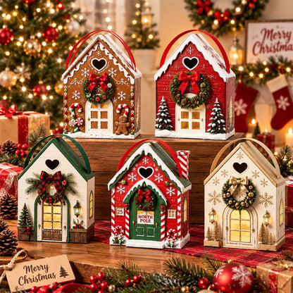 Kerstmagie-huis cadeaudoos – Creatieve 3D-cadeauverpakking voor de feestdagen om in de hand te houde