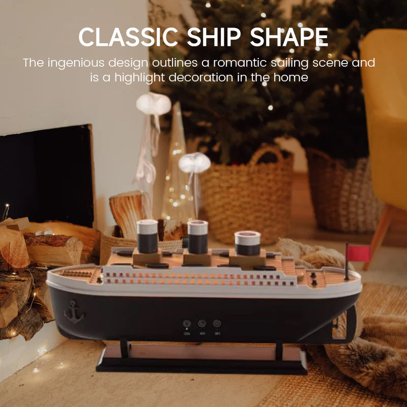 Scheepsmodel luchtbevochtiger met led-verlichting en afstandsbediening
